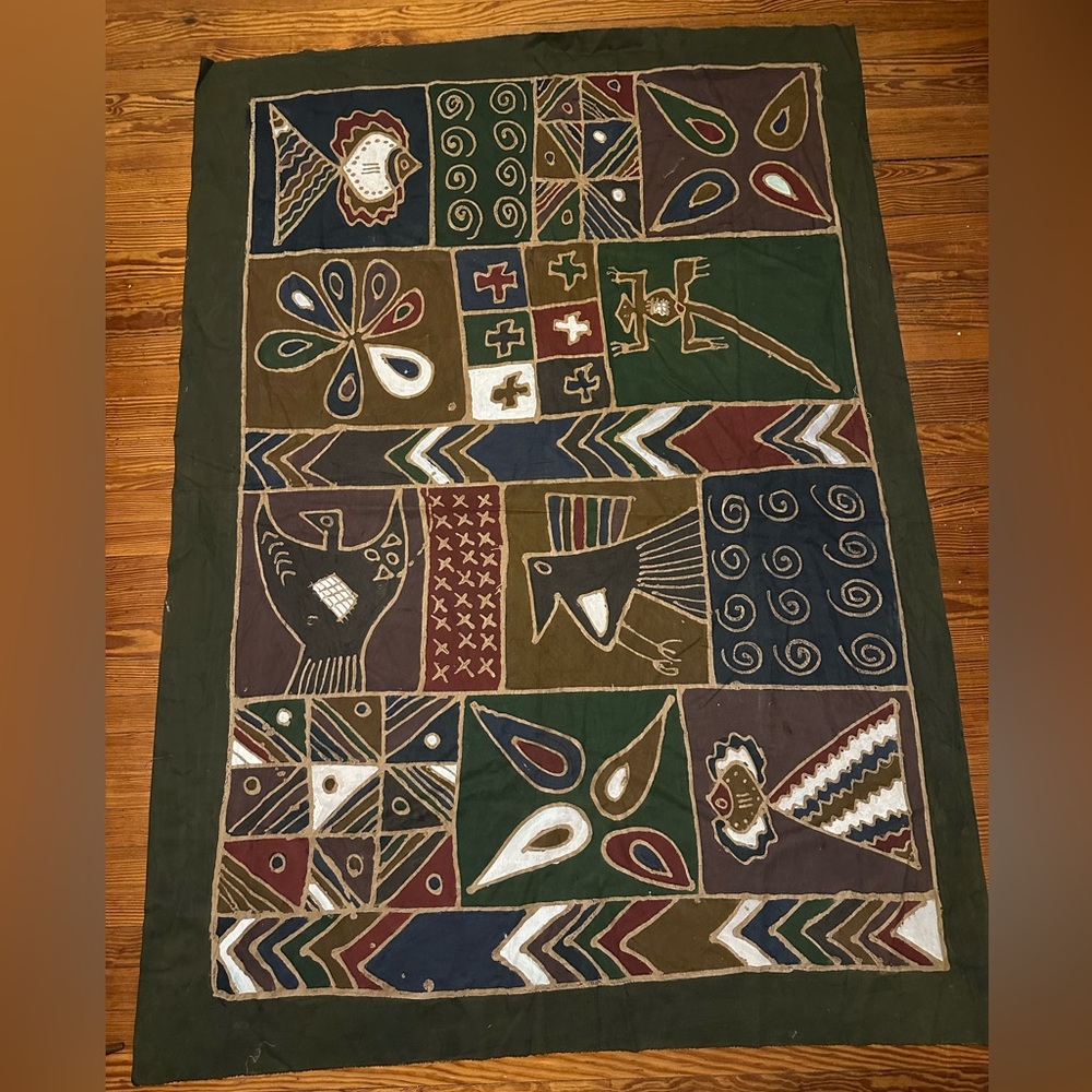 Hand Painted African Batik Tapestry Zimbabwe